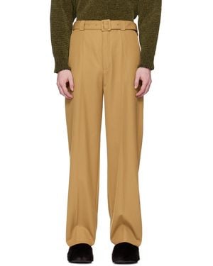Dries Van Noten Tan Belted Trousers - Natural