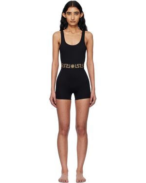 Versace ブラック グレカ ボーダー ロンパース