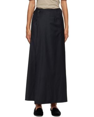 Ssstein Wool & Silk Wrap Maxi Skirt - Black
