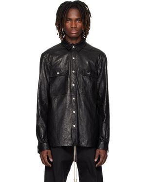 Rick Owens ブラック Temple ラムスキン アウターシャツ
