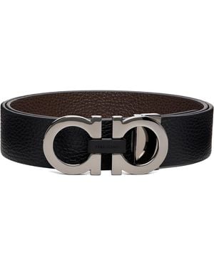 Ferragamo Reversible & Adjustable Gancini Belt - Black