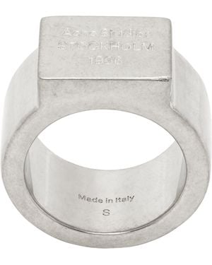 Acne Studios Logo Engraved Signet Ring - Metallic