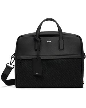 BOSS Saffiano Leather Briefcase - Black