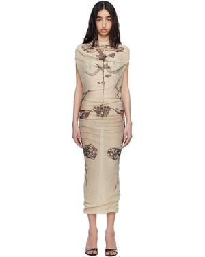 Jean Paul Gaultier 'The Tattoo Rose And Bird' Maxi Dress - Black