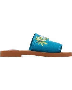 Chloé Woody Mule Sandals - Blue