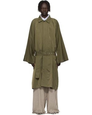 Hed Mayner Crinkled Trench Coat - Green
