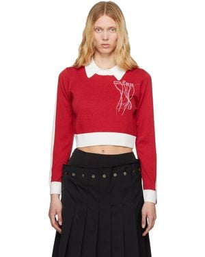 ROKH レッド Contrasted ニットポロシャツ