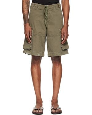 Raimundo Langlois Khaki Double Fly Cargo Shorts - Green
