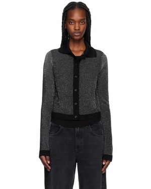 RE/DONE Lurex Polo Cardigan - Black