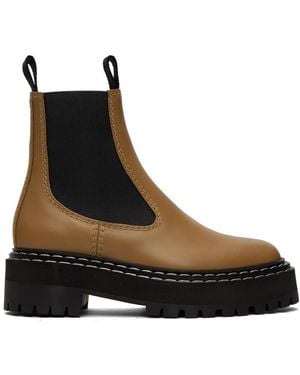 Proenza Schouler Tan Platform Chelsea Boots - Black