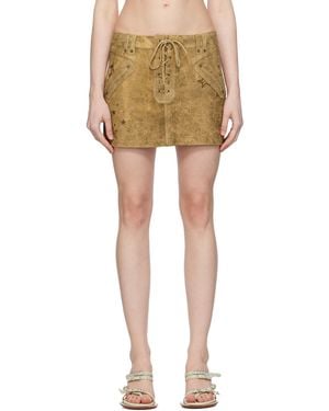 Guess Tan Printed Leather Miniskirt - Multicolor