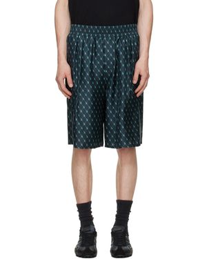 Balmain Grid Print Silk Loose Pyjama Shorts - Black