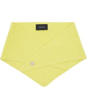 Simone Rocha Embellished Cashmere Neckerchief Scarf - Yellow
