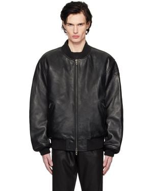 DIESEL L-Khan Leather Bomber Jacket - Black