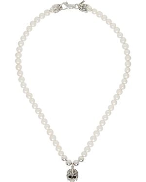 Emanuele Bicocchi Arabesque Skull Medium Pearl Necklace - White