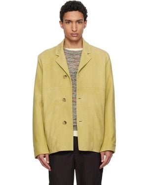 Paul Smith Tan Nubuck Leather Jacket - Yellow