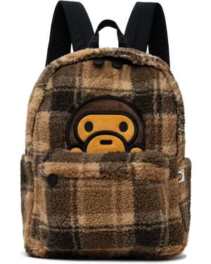 A Bathing Ape Baby Milo Fur Check Backpack - Black