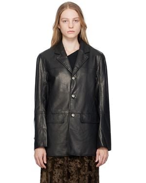 lesugiatelier ブラック パネル フェイクレザー ジャケット