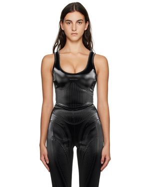 Mugler Black Embossed Faux-leather Tank Top