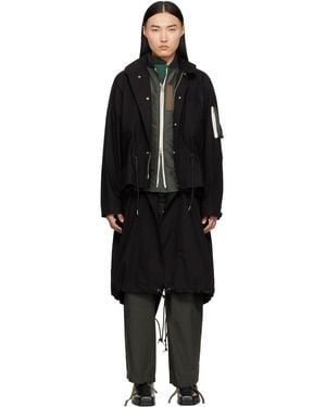 Sacai Nylon Twill X Ripstop Coat - Black