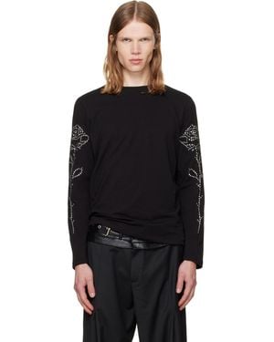 AV VATTEV Studded Rose Long Sleeve T-Shirt - Black