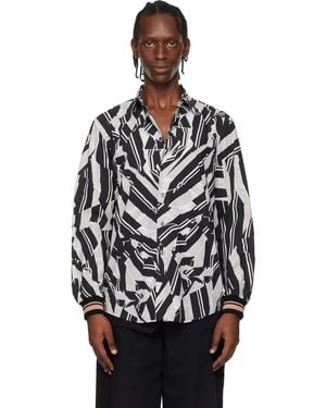 Dries Van Noten Chemise Noir Et Blanc En Popeline