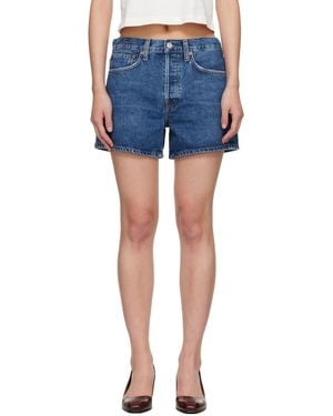 Agolde Parker Long Denim Shorts - Blue