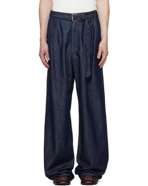 Dries Van Noten Belted Pleat Jeans - Blue
