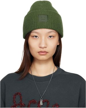 Acne Studios Face Logo Beanie - Green