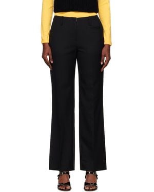 NOTHING WRITTEN Low-Rise Tailored Wool Trousers - Black