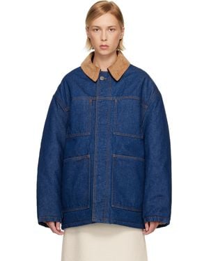 Ami Paris Insulated Jacket With Corduroy Collar - Blue