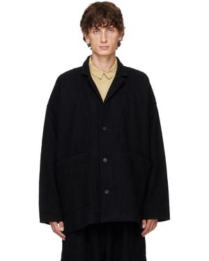 Jan Jan Van Essche O-Project Teddy Wool Twill Blazer - Black