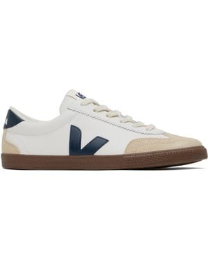 Veja ホワイト＆ベージュ Volley レザースニーカー - ブラック