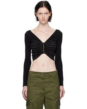 Rabanne Studded Long Sleeve T-shirt - Black