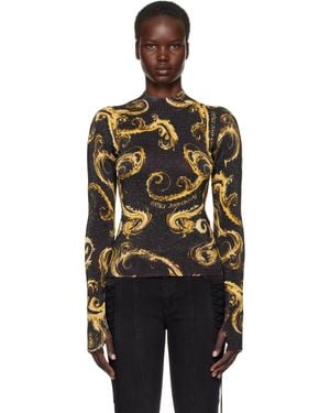 Versace Jeans Couture ブラック＆ゴールド Chromo Couture Lurex ニット トップス