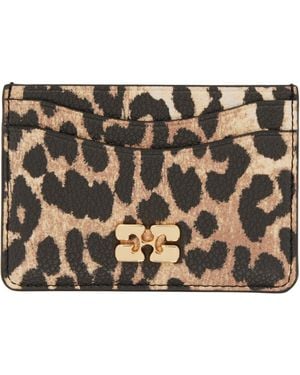 Ganni Leopard Grained Bou Card Holder - Metallic
