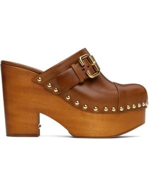 Chloé Jeannette Wedge Clogs - Brown