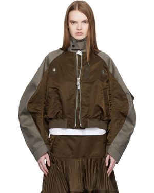 Sacai Chino & Twill Bomber Jacket - Brown