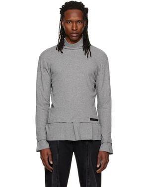 ALAINPAUL High Neck Layered T-Shirt - Grey