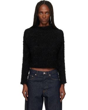 Issey Miyake Shifted Fuzzy Pleats Sweater - Black