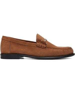 BOSS Tan Suede Loafers - Brown