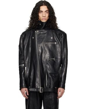 Rick Owens Temple Jumbo Bauhaus Stooges Leather Jacket - Black