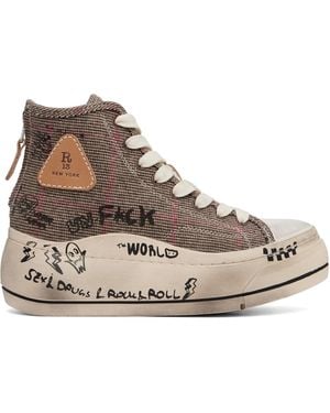 R13 Khaki Kurt High Top Trainers - Natural