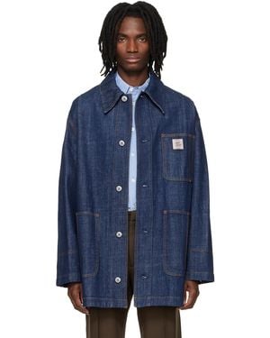 Ami Paris Heritage' Label Denim Worker Jacket - Blue