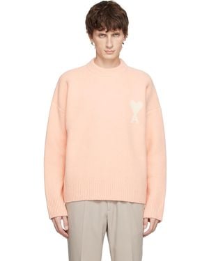 Ami Paris Alpaca Ami De Coeur Crewneck Jumper - Pink