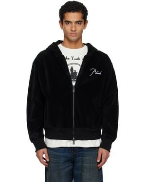 Rhude Velour Classique Zip-Up Hoodie - Black