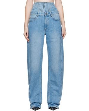 Mugler High-Waisted Corset Jeans - Blue