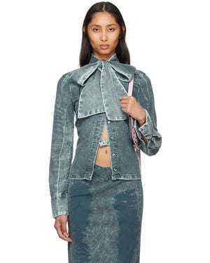 MASHA POPOVA ブルー Bow Collar シャツ