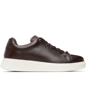 BOSS Buffed Leather Trainers - Black