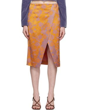 Dries Van Noten オレンジ＆パープル フローラル ミディアムワンピース - マルチカラー